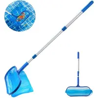 Trankielo - Skimmer per piscina da 130 cm con rastrello telescopico – Retino a maglia fine per piscina, giardino e stagno