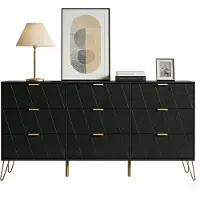 UEV Comodino con 9 cassetti, dimensioni 150x34x74 cm, colore nero