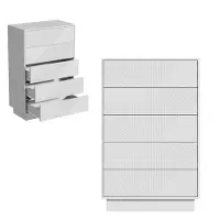 UEV Comodino con 5 cassetti a sistema di apertura push-to-open, dimensioni 60x33,5x94 cm, colore bianco
