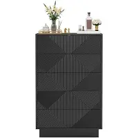 UEV Comodino con 5 cassetti a sistema di apertura "push-to-open", dimensioni 60x33,5x94 cm, colore nero