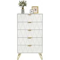 UEV Comodino con 5 cassetti, dimensioni 60 x 34 x 110 cm, colore bianco