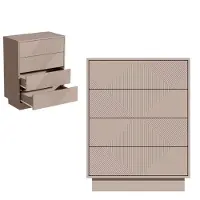 UEV Comodino con 4 cassetti, motivo a rombi, colore moka, dimensioni 60x33,5x77,5 cm