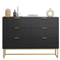 UEV Comodino con 6 cassetti, mobiletto laterale, tavolino, dimensioni 100x34x73,5 cm, colore nero