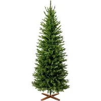 FairyTrees Albero di Natale Artificiale 220cm Bavarese Slim 100% PE Albero 100% PE Premium, artificiale, forma Slim, rami folti, realistico, verde, Christmas Tree, prodotto in UE, FT36