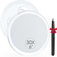 Auxmir Specchio ingranditore 30X con 3 ventose, diametro 15 cm. Specchio da trucco, specchio per il bagno, specchio da parete, ideale per viaggi