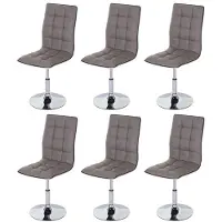Generique set di 6 sedie per sala da pranzo HWC-C41, sedia da cucina, girevole e regolabile in altezza, in Pelle finta certificata ~ grigio tortora