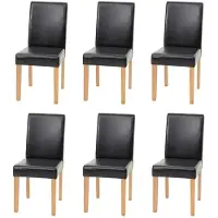 Generique set di 6 sedie per sala da pranzo Sedia da cucina Littau ~ Pelle finta, nero, gambe chiare
