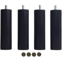 Dripio Piedini per mobili in legno massello, confezione da 4 pezzi, altezza 15 cm, colore nero