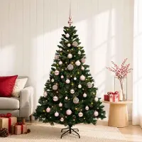 Syfax Albero di Natale Artificiale con Palline 150 cm 150 LED