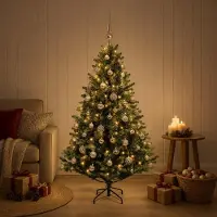 Syfax Albero di Natale Artificiale con Palline 150 cm 150 LED
