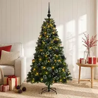 Syfax Albero di Natale artificiale con palline 150 cm 150 LED