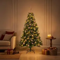 Syfax Albero di Natale artificiale con palline 150 cm 150 LED