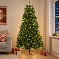 Syfax Albero di Natale artificiale 120 cm 150 LED Bianco caldo PVC