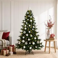 Syfax Albero di Natale artificiale con palline 150 cm 150 LED