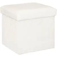 Dripio Pouf Ezzio, in legno e Pelle finta, bianco, 38x38x38 cm