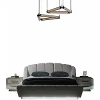 Xl Moebel Gmbh Set per camera da letto: comodini, letto, colore bianco e grigio, stile moderno, struttura in legno