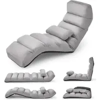 Selius Poltrona reclinabile, poltrona da pavimento con schienale regolabile, poltrona da pavimento con funzione relax, poltrona da pavimento per videogiochi, relax e lettura, grigia, particolarmente ampia