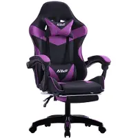 Selius Sedia da gaming – Sedia ergonomica per videogiochi con poggiapiedi regolabile e rivestimento in ecopelle – Nera e rossa