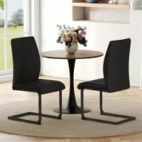 Selius Set di due sedie da pranzo in ecopelle, con gambe in metallo nero e design ergonomico
