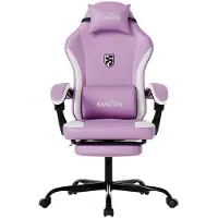 Selius Sedia da gaming ergonomica – Sedia per videogiochi – Con poggiapiedi – Imbottitura in memory foam – Colore viola e bianco