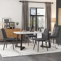 Selius Sedie da pranzo - Sedie - Set da pranzo - Angoli salotto - Set di sedie - Grigio scuro - Struttura in metallo - Seduta in lino