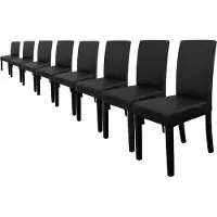 En.casa [8 sedie imbottite in confezione economica (nero - opaco) (alta qualità) con gambe in legno massiccio / rivestimento in Pelle finta / elegante /