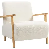 Selius Poltrona – Sedia a braccioli – Poltrona relax – Divano – Poltrona reclinabile – Colore: bianco crema – Rivestimento: tessuto sherpa – Gambe: legno massello