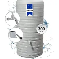 Graf GARANTIA NORDIC 2in1 serbatoio per pioggia set completo 300 litri grigio pietra incl. rubinetto cromato e raccordo pluviale