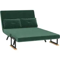 HOMCOM Divano letto , divano a due posti con funzione letto, divano letto con rivestimento effetto velluto verde