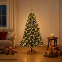 Syfax Albero di Natale artificiale con palline 150 cm 150 LED