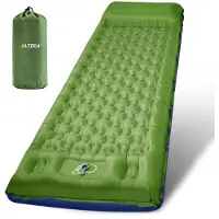 Merkloos Omgoods - Materassino gonfiabile per campeggio, extra grande, con cuscino integrato - Ultraleggero