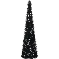 The Living Store Albero di Natale Artificiale Pop-Up Nero 180 cm PET
