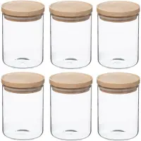 Wellhome Set Di Barattoli In Vetro E Legno 600ml 6 Unità