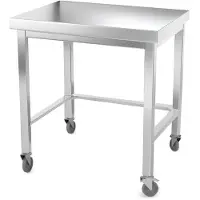 GOLDINOX Tavolo da lavoro in acciaio inossidabile, dimensioni 800 x 500 mm, con struttura rinforzata e montato su ruote, serie PREMIUM -