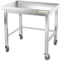 GOLDINOX Tavolo da lavoro in acciaio inossidabile con struttura portante, dimensioni 800 x 500 mm, con rinforzi e montato su ruote, serie PREMIUM -