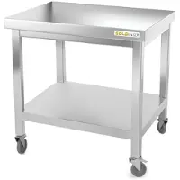 GOLDINOX Tavolo da lavoro in acciaio inossidabile con struttura portante, dimensioni 800 x 500 mm, montato su ruote, modello PREMIUM -