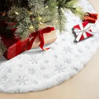 Merkloos Coperta per albero di Natale da 90 cm con decorazioni a fiocchi di neve