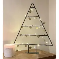 Merkloos Albero di Natale decorativo in metallo, nero, con ganci e decorazioni