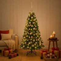 Syfax Albero di Natale Artificiale con Palline 150 cm 150 LED