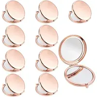 Dripio Specchietti pieghevoli rotondi, confezione da 10, color oro rosa, diametro 6,79 cm, compatti