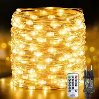 Dripio Catena luminosa a LED, 20 metri, 200 LED, luce bianco caldo, grado di protezione IP65, con telecomando