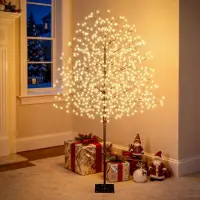 Dripio Albero di Natale artificiale, altezza 1,5 metri, 735 luci LED bianco caldo, con timer, adatto per interni ed esterni