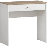 OEM Scrivania Hilda, bianca opaca/con finitura effetto legno di quercia, 80x40x78,5 cm