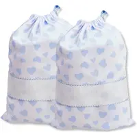 OEM Set di due sacchetti in cotone piqué, dimensioni 27x35 cm, colore azzurro cielo