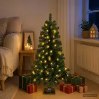 Syfax Albero di Natale Mini 120 cm 100 LED Bianco caldo PVC Verde