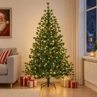 Syfax Albero di Natale Artificiale con Rami Pieghevoli 210 cm 300 LED