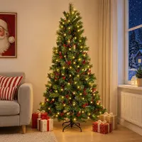 Syfax Albero di Natale Artificiale con Rami Pieghevoli 150 cm 150 LED