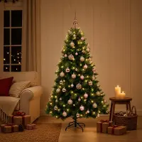Syfax Albero di Natale artificiale con palline 150 cm 150 LED