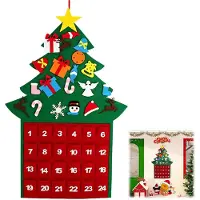 Dripio Calendario dell'Avvento, albero di Natale, feltro, 100 cm, 24 tasche, colore rosso