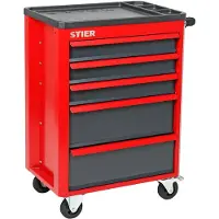 Stier Carrello da officina Basic+, carrello di montaggio con copertura in plastica, non equipaggiato - vuoto, carrello portautensili, carico massimo 185 kg